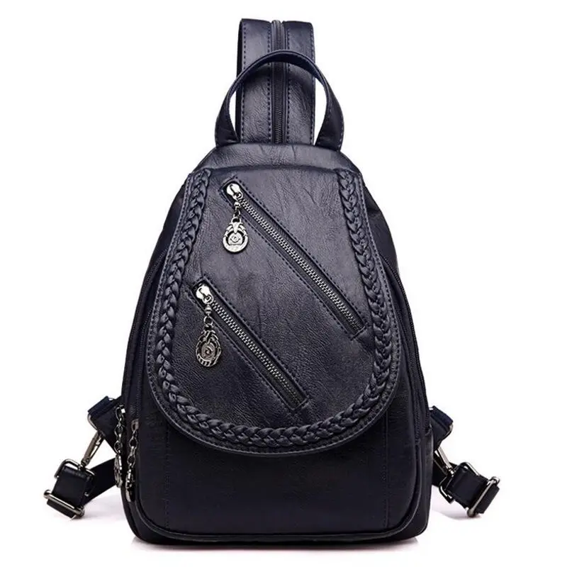 Женский рюкзак для отдыха на двойной молнии из искусственной кожи женские