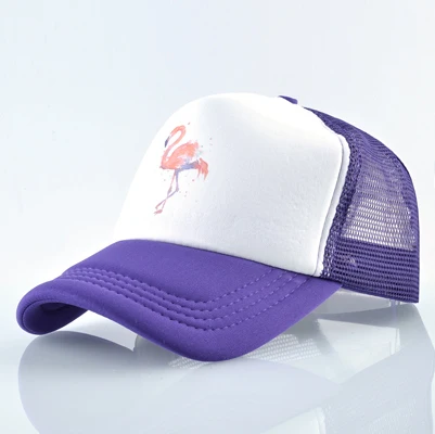 Purple Летняя Бейсболка Женщины Дышащая бейсболки Snapback Хип-Хоп кепка Печати Фламинго кепки Мужчины Открытый Повседневная Пара козырек - Цвет: Purple