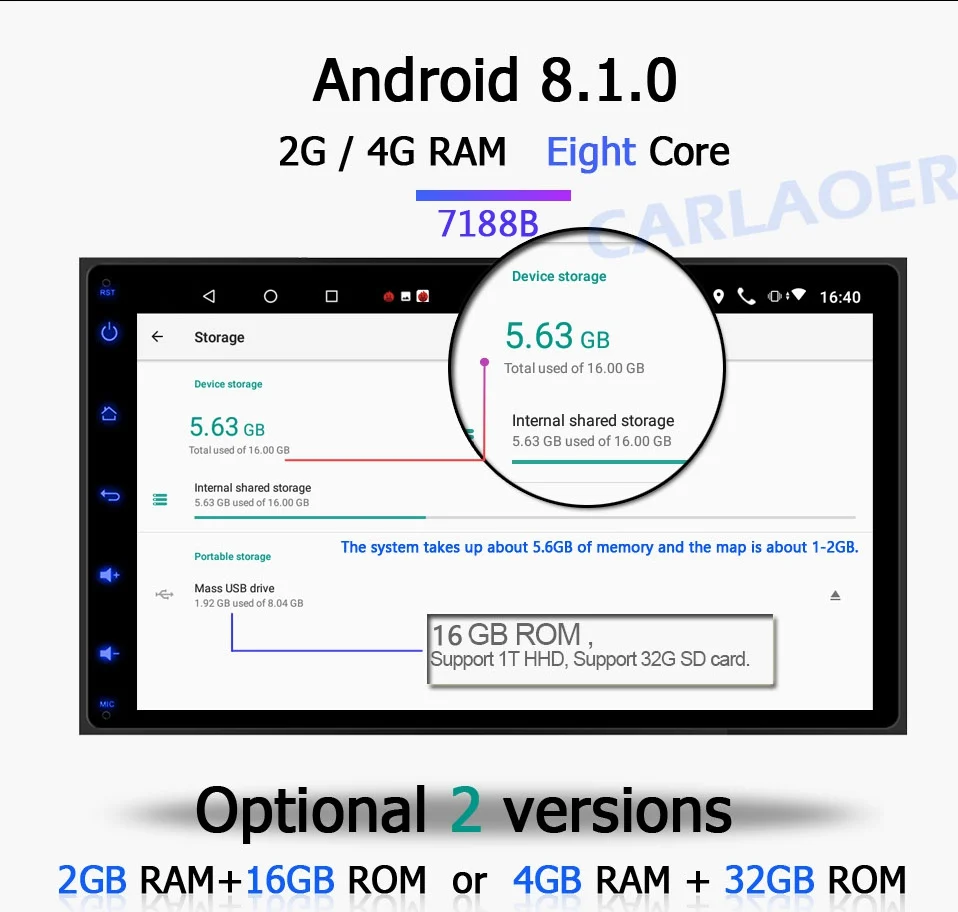Автомобильный Android 8,1 4G ram 2 Din радио мультимедиа видео плеер Универсальный Авто Стерео gps ips экран для Nissan hyundai Kia toyata VW
