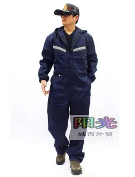 S-4XL, новинка, Мужская одежда, с капюшоном, цельный, рабочая одежда, комбинезон, износостойкий, рабочие, свободный, с длинным рукавом, комплект одежды для мужчин размера плюс - Цвет: Dark blue