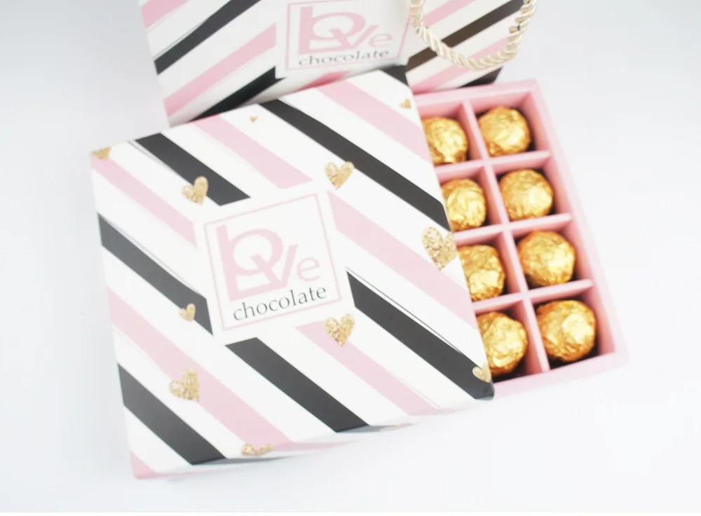 5 компл. Розовое золото любовь дизайн choclate конфеты бумажная коробка как праздничная подарочная упаковка Свадьба Рождество пользу использования коробки для хранения
