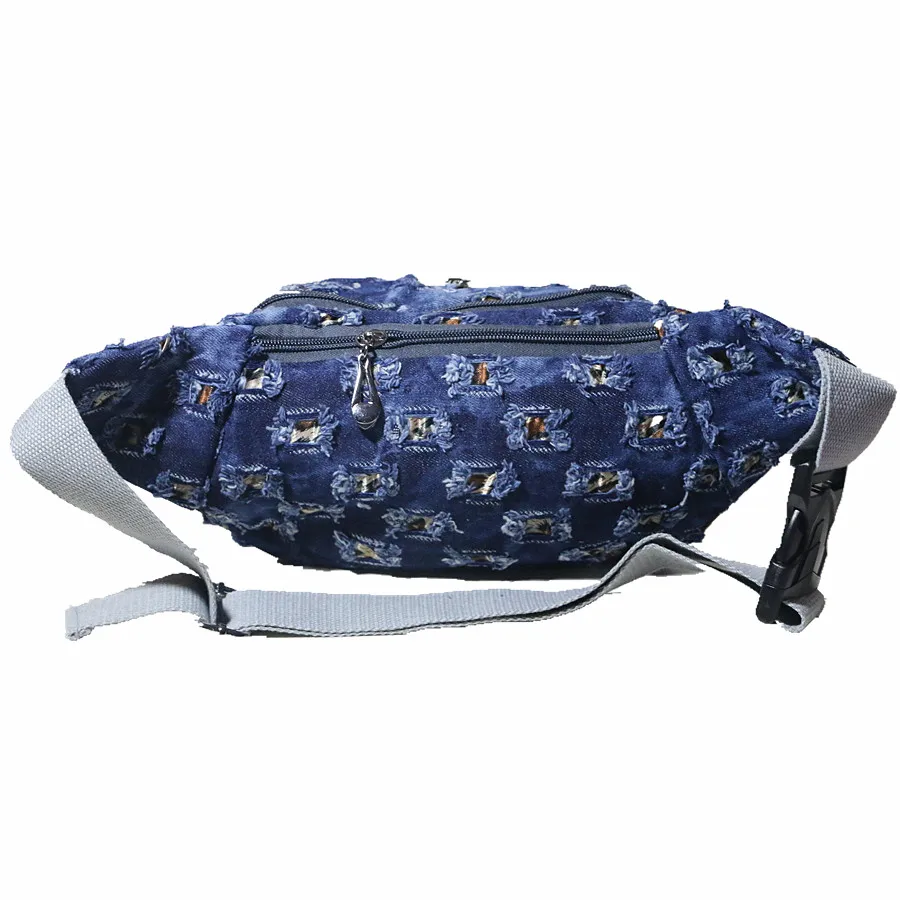 Модная Повседневная поясная сумка унисекс из голубого денима забавная Сумочка