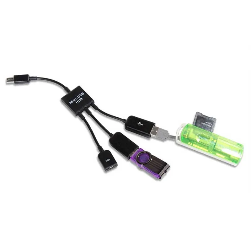 Портативный адаптер 3 в 1 Micro usb хаб штекер гнездо и двойной USB 2 0 хоста OTG кабель|usb