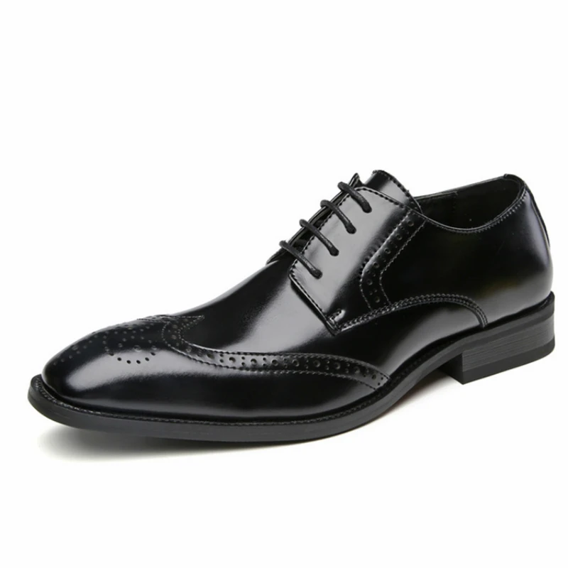 

mens casual business office formal dress genuine leather brogue shoes lace-up gentleman carved bullock shoe zapatos de hombre