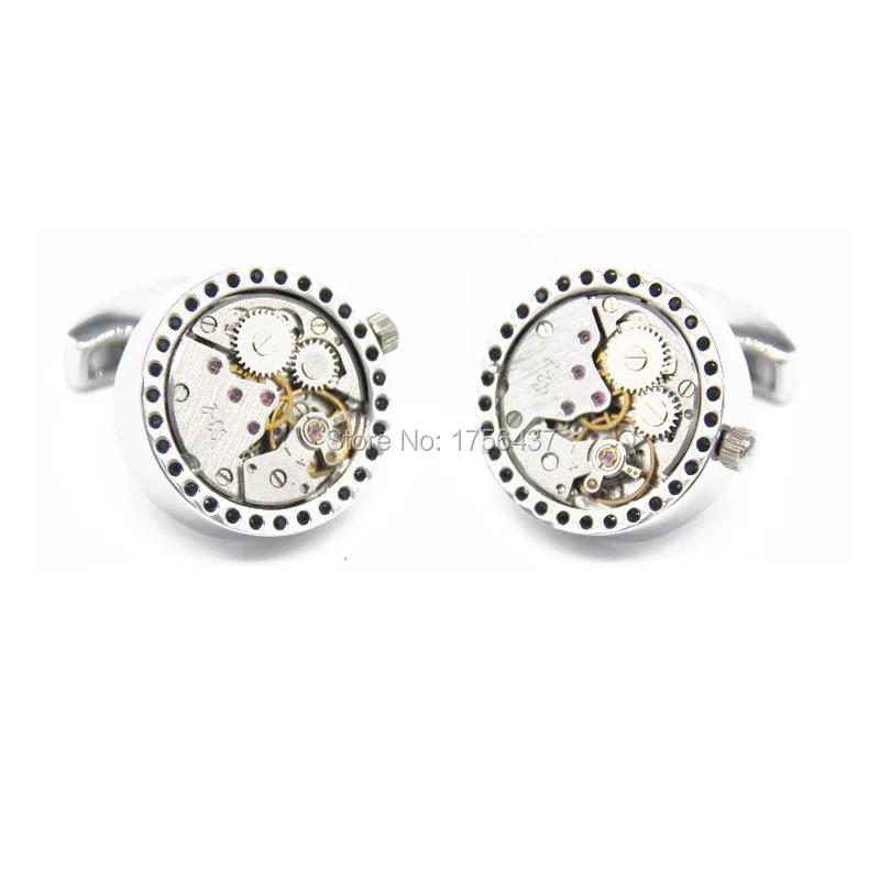 Опт и розница лептон 2015 новые функциональные часы Запонки с черными стразами