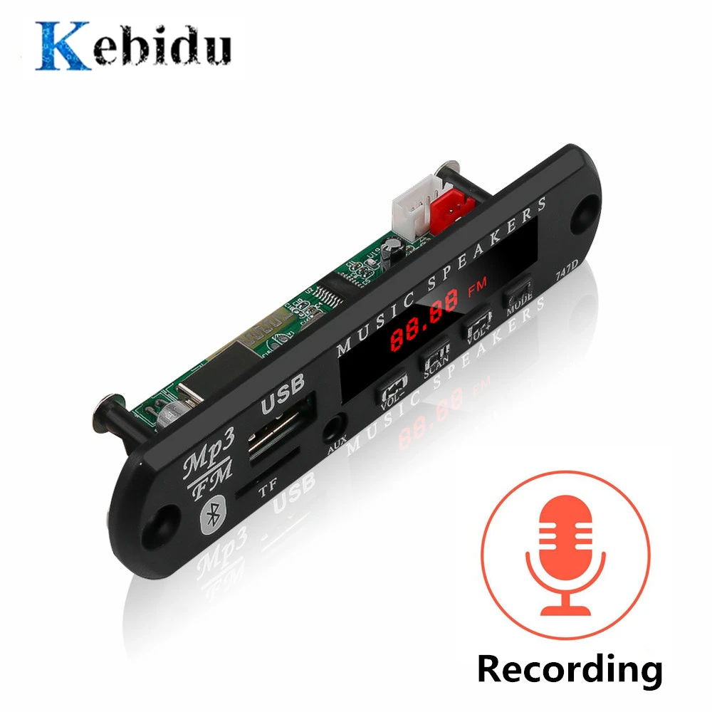 Плата декодера KEBIDU модуль Bluetooth MP3 светодиодный 12 В DIY USB TF FM радио беспроводной