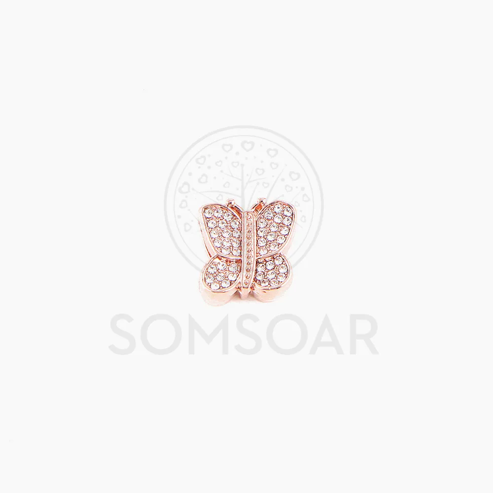 Somsoar ювелирные изделия Кристалл Бабочка Слайд амулеты fit Кожаный браслет из