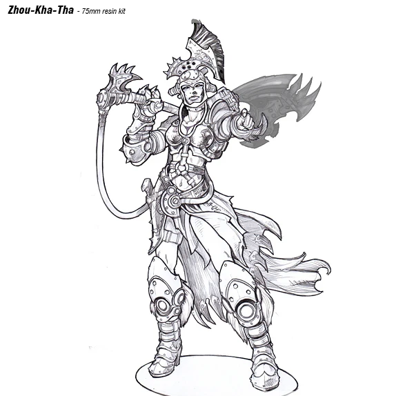 Unpainted Kit 1/24 75mm fantasy-Zhou-Kha-Tha- ancient 75mm Resin Figure miniature garage kit