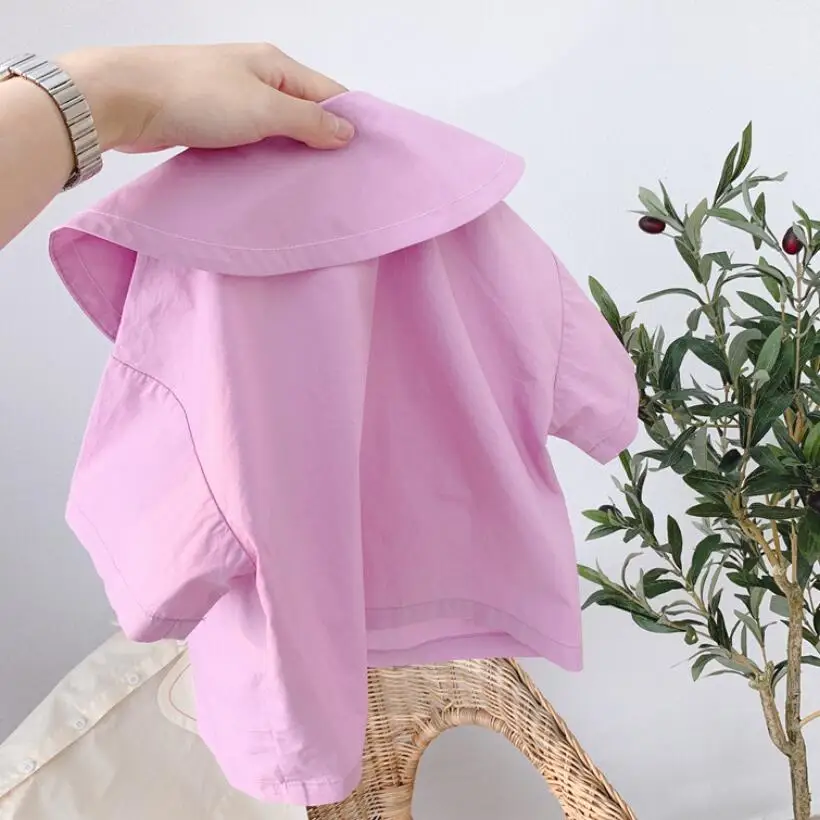 Блузка с короткими рукавами из хлопка для девочек детская одежда топы и блузки