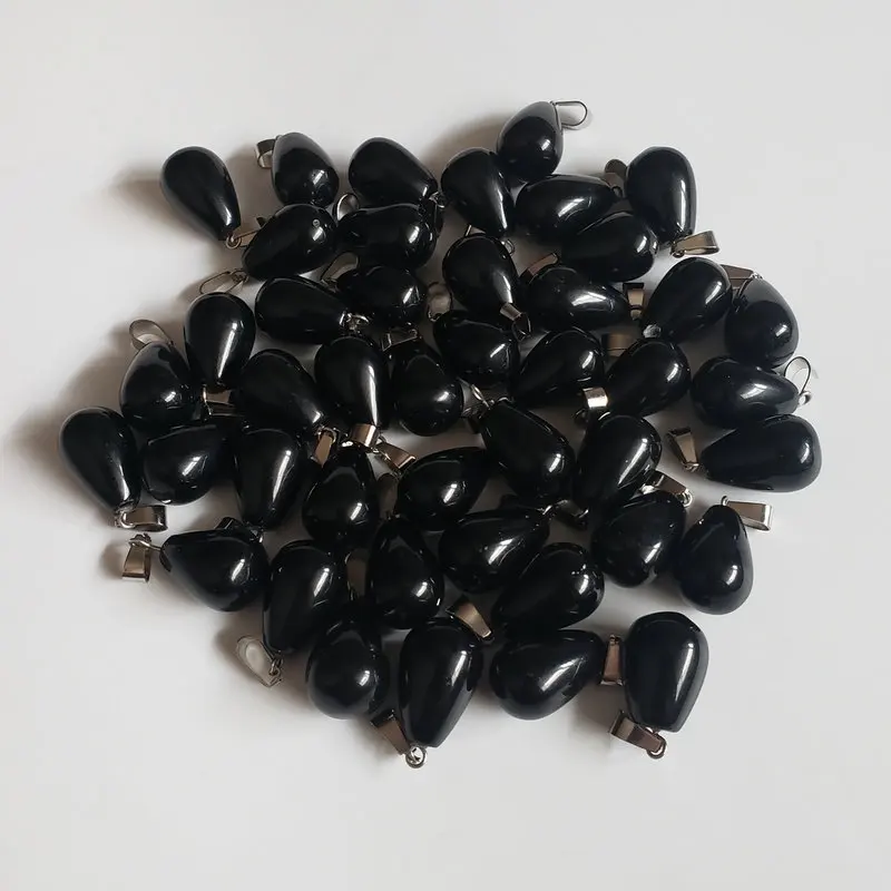Black Onyx stone 50 шт./лот горячая Распродажа смесь природных камней подвески в форме капли воды для изготовления ювелирных изделий DIY - Окраска металла: Black Onyx stone