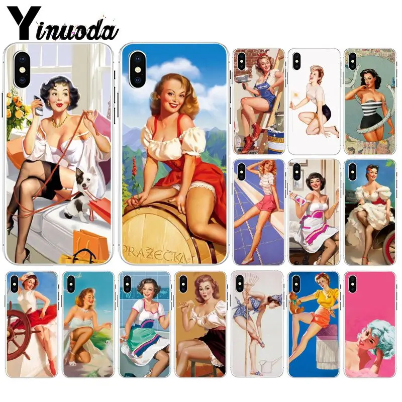 Yinuoda ретро красота 2 красочные милые аксессуары для телефона чехол iPhone X XS MAX 6 6s 7
