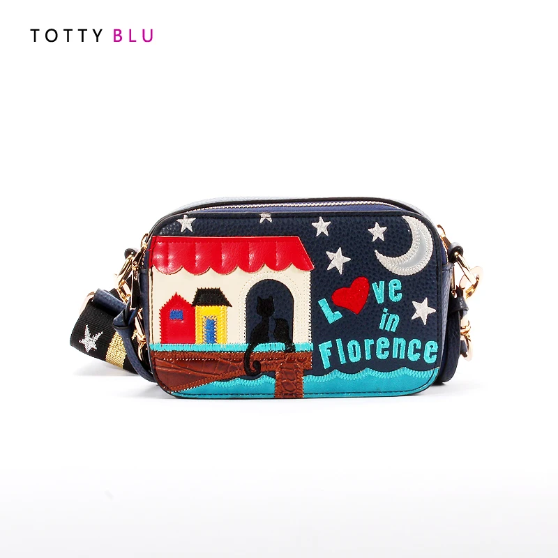 Женская сумка-мессенджер из натуральной кожи с вышивкой | Багаж и сумки