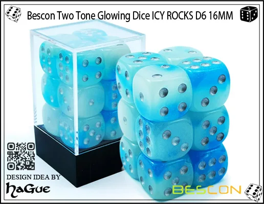 Bescon двухцветные Светящиеся Кости D6 16 мм 12 шт набор ледяных камней, 16 мм шестигранники(12) блок Светящиеся Кости