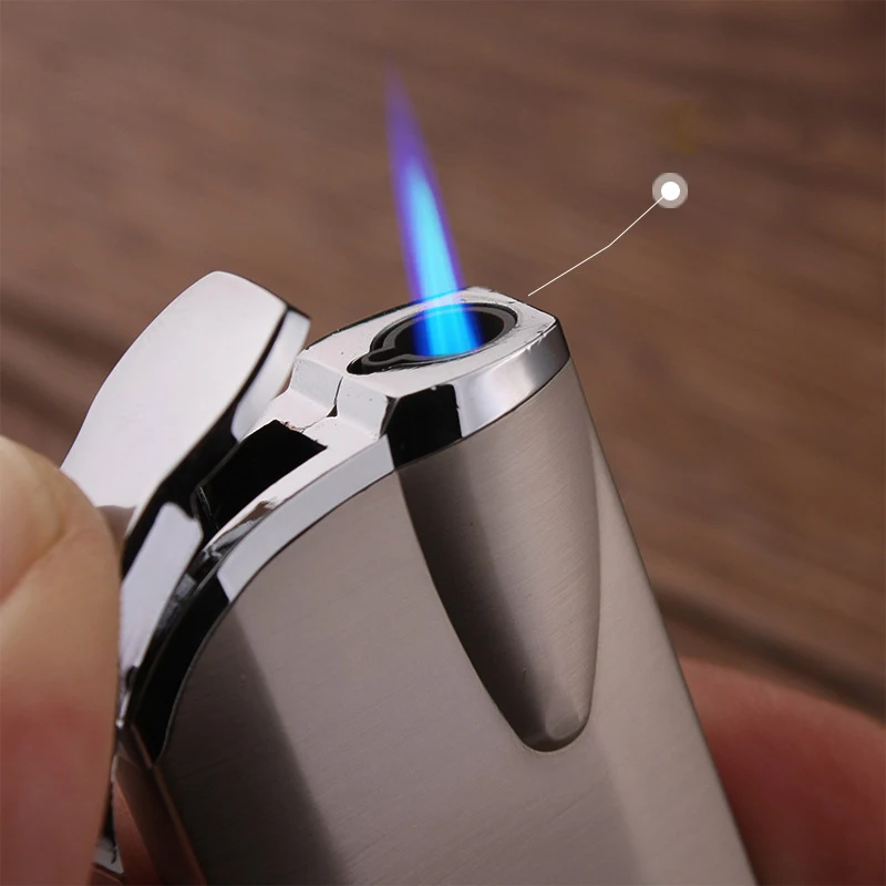 Маленькая металлическая газовая зажигалка Электронная цветная турбо бутан