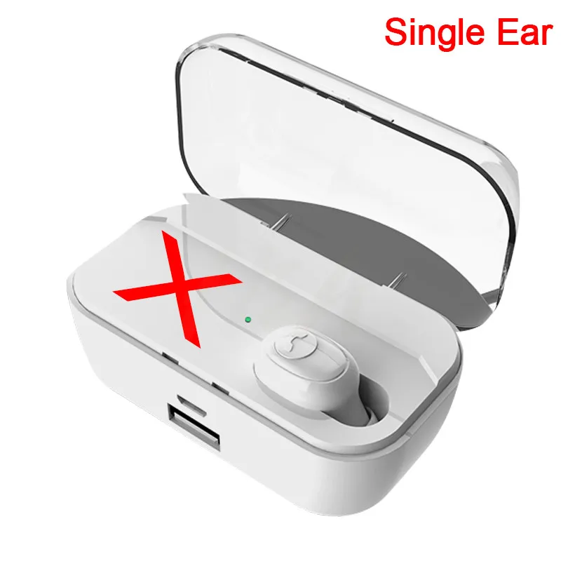 H& A Новые Bluetooth наушники 8D стерео беспроводные наушники мини беспроводные наушники гарнитура с 3500 мАч Внешний аккумулятор наушники - Цвет: Single-Ear-White