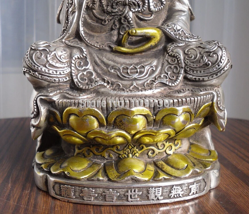 Статуя Будды Kwan Kuan Guan Yin высота 8 дюймов серебряная 001244 | Статуи и скульптуры