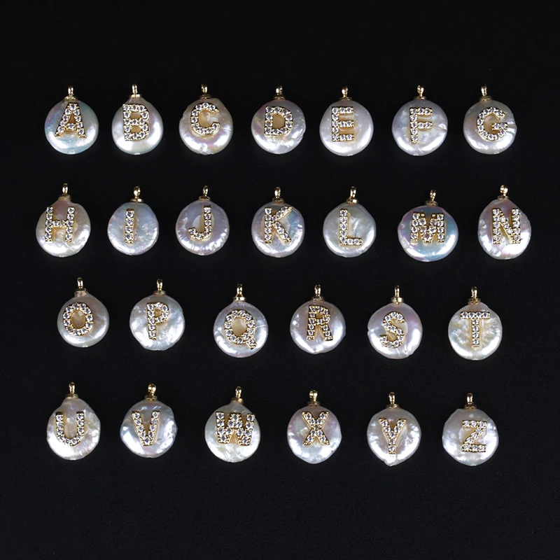 Подвеска из белого циркония с пресноводным жемчугом 26 букв алфавита | Украшения и