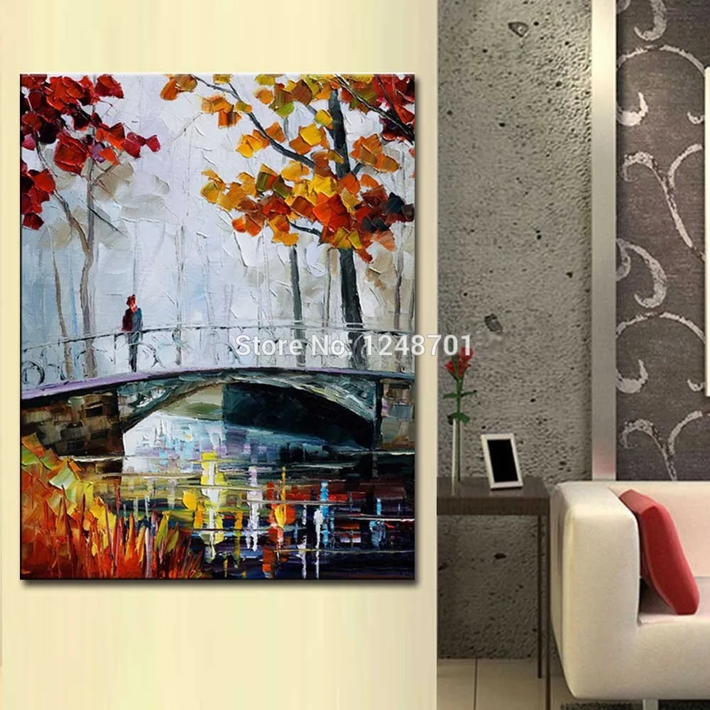 Современный абстрактный Палитры Ножи мост Lanscape картина маслом на холсте ручной