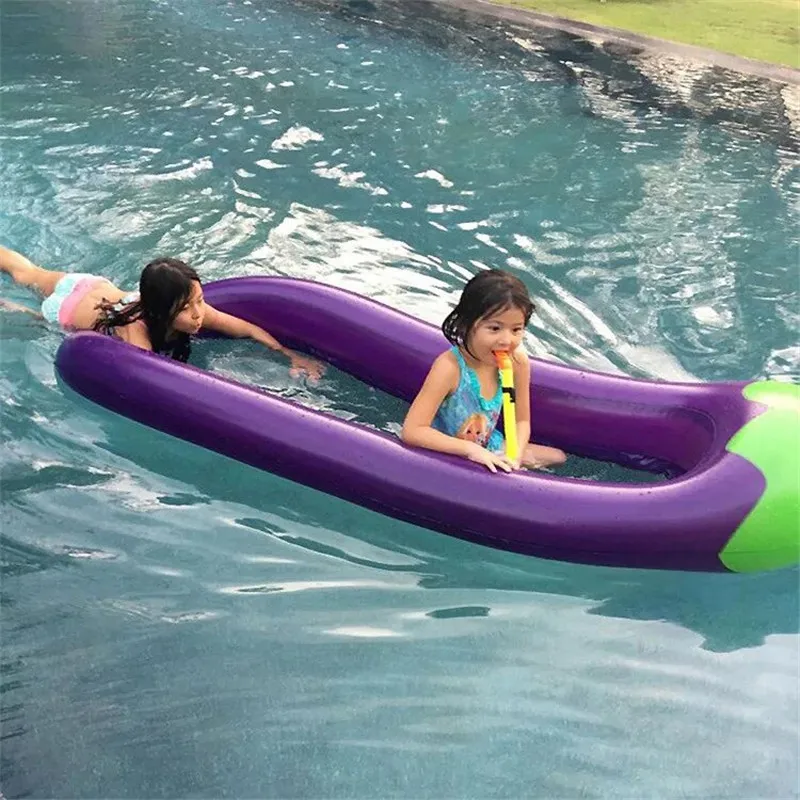 

220*110cm Summer Swimming Pool Floating Inflatable Eggplant Mattress Swimming Ring Circle Island Cool Water Party Toy Kids Adult