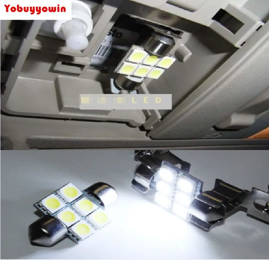 

10pcs Hot White 31mm 6 Smd 5050 Festoon Dome LED Bulbs DE3175 DE3021 DE3022
