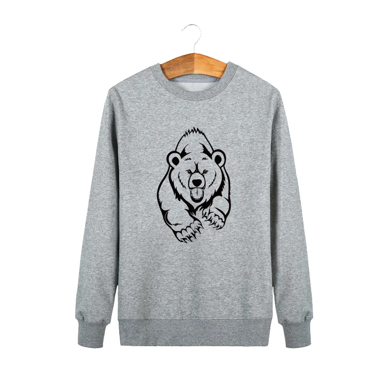 Свитшот мужской зимний с принтом бурый медведь гризли | Мужская одежда
