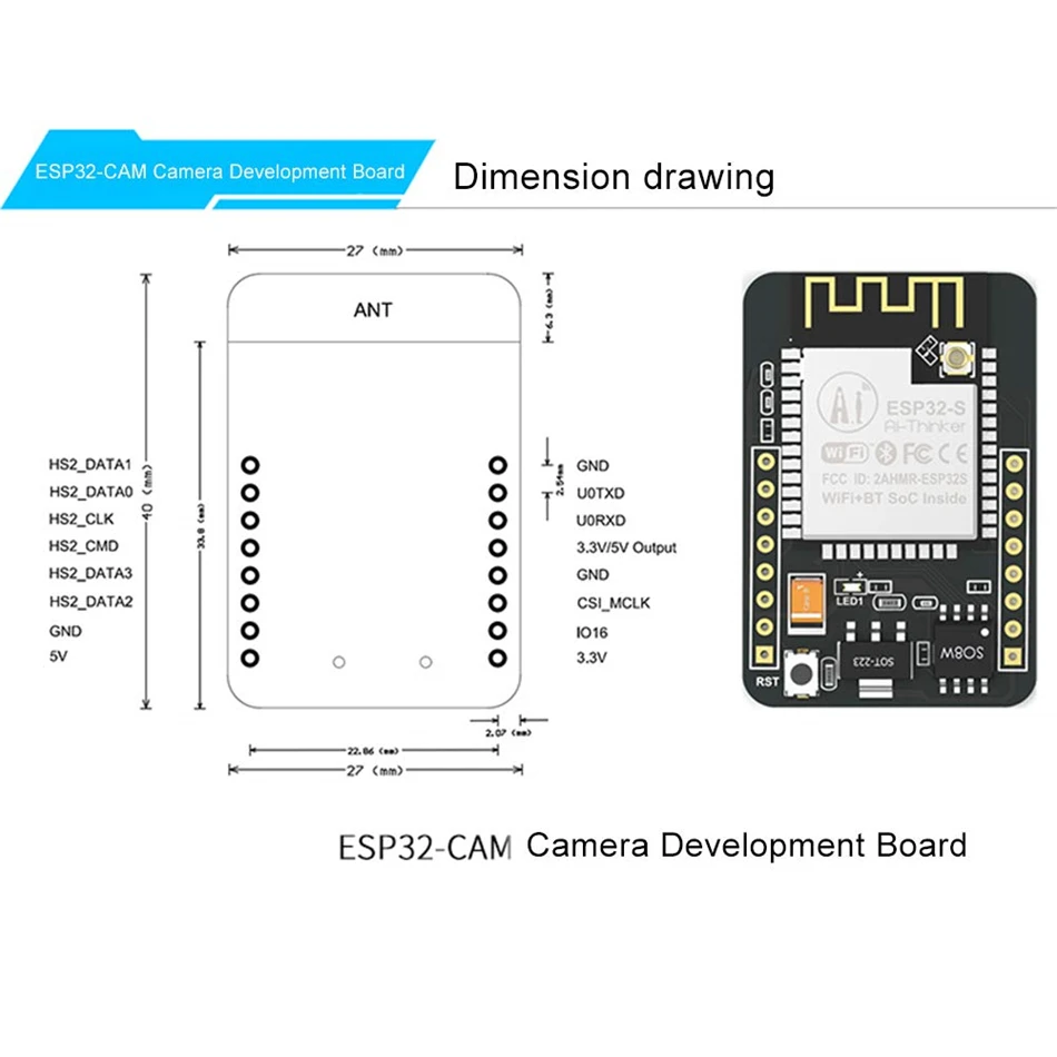 Женский модуль Wi-Fi ESP32 с модулем камеры OV2640 32-битный ЦП 240 МГц 5 В Bluetooth | Электроника