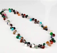 icnway natural roundel gemstone and crystal knitted by hand necklace 19 5inch jewelry for women