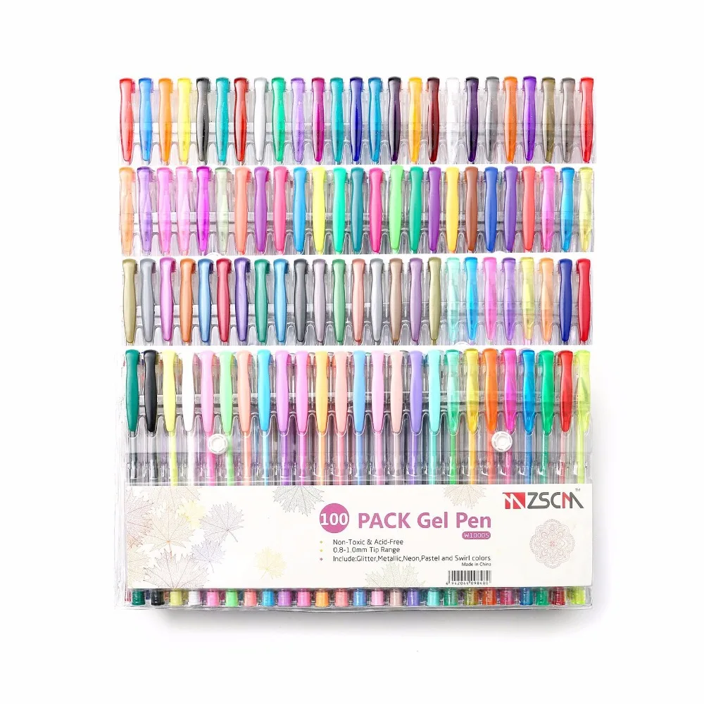 

100 Colors Drawing gel Pen set Sketch Fineliner Color Pen Metallic Pastel Neon Glitter Sketch Color Pen School Stationery