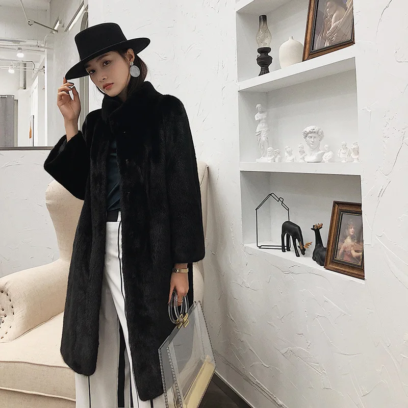 Wheat kashi ni import new level the sable velvet long mink fur collar fashion female coat Женская одежда