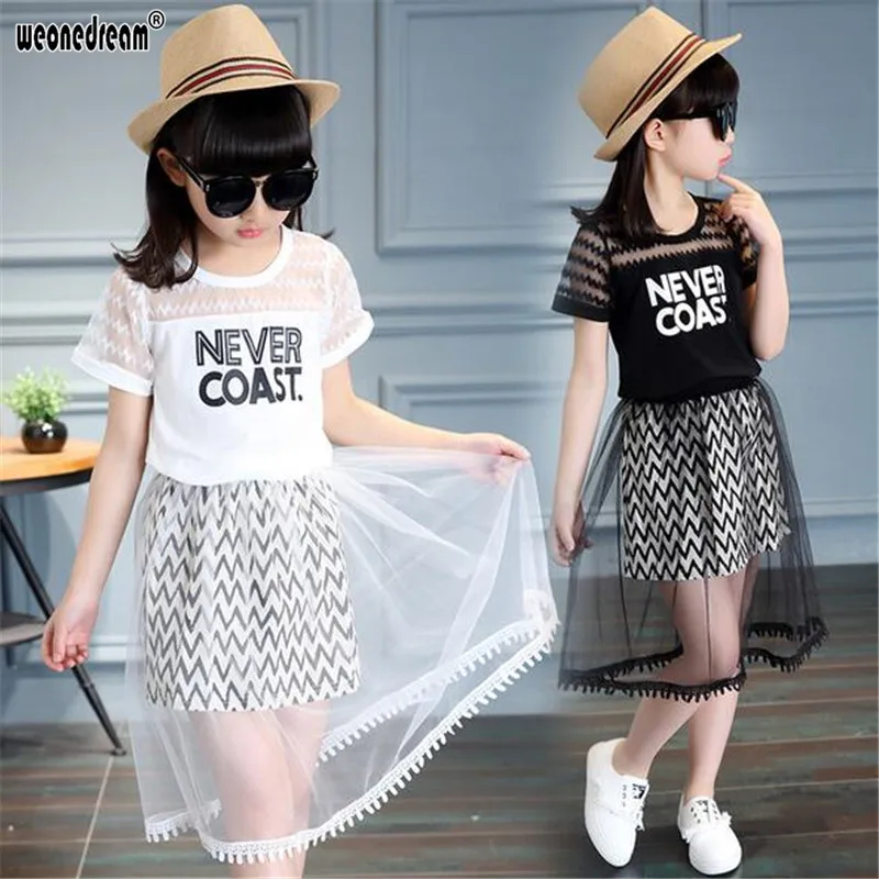 WEONEDREAM/комплекты одежды для девочек футболка + сетчатая юбка повседневное