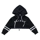 Детская красная черная толстовка с капюшоном, укороченный топ, рубашка с длинным рукавом для девочек, танцевальная одежда, одежда в стиле хип-хоп, костюм, танцевальная одежда