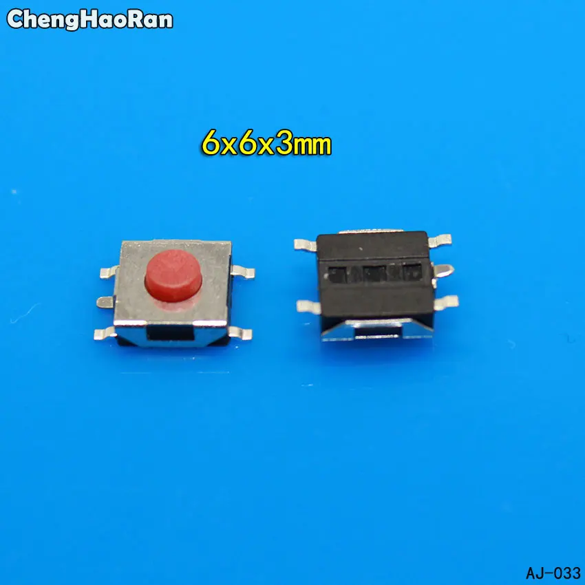 ChengHaoRan 10 100 шт./лот 6*6*3 мм 5 контактный SMD красный медный Тактильный кнопочный