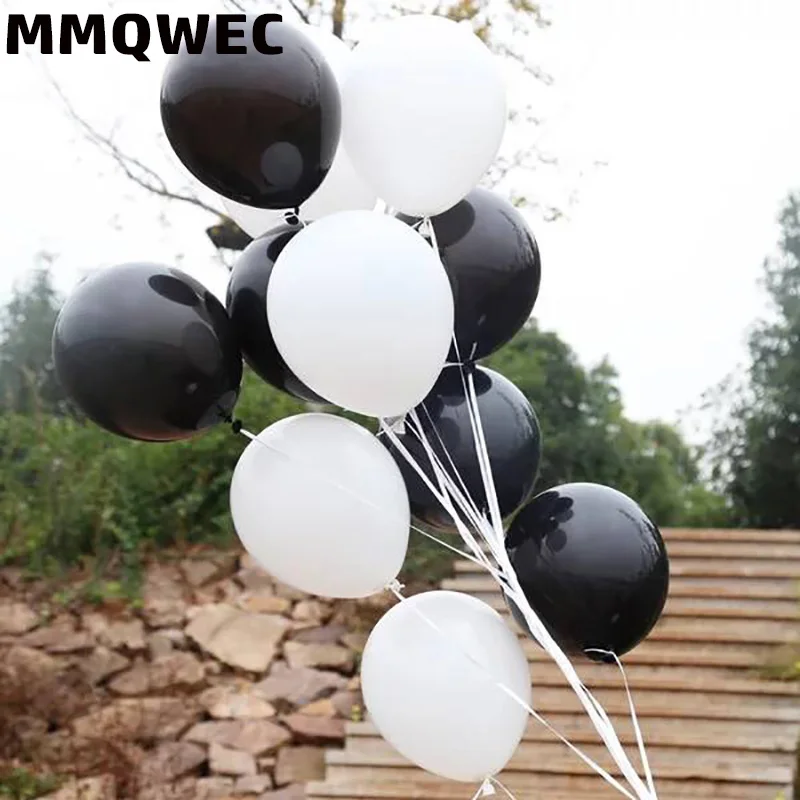 MMQWEC воздушные шары с днем рождения черно-белые латексные шары звезда сердце фольгированные шары для свадьбы День рождения украшения принадлежности