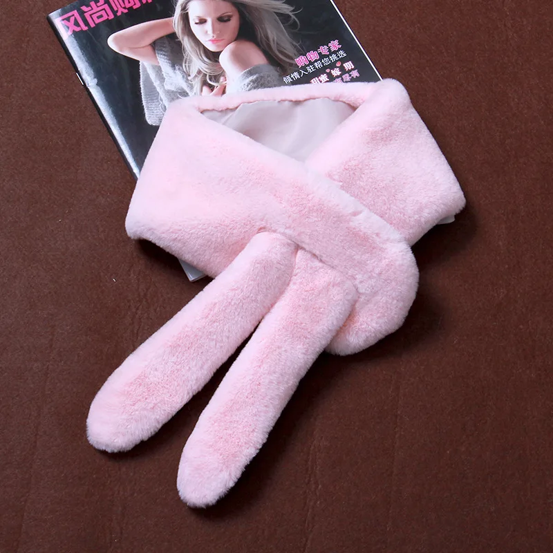 2018 чистый цвет имитация кролика Рекс шарф искусственный воротник для ушей теплый