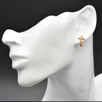 925 sterling silver new temperament fashion golden cross stud earrings for women statement ear jewelry gift