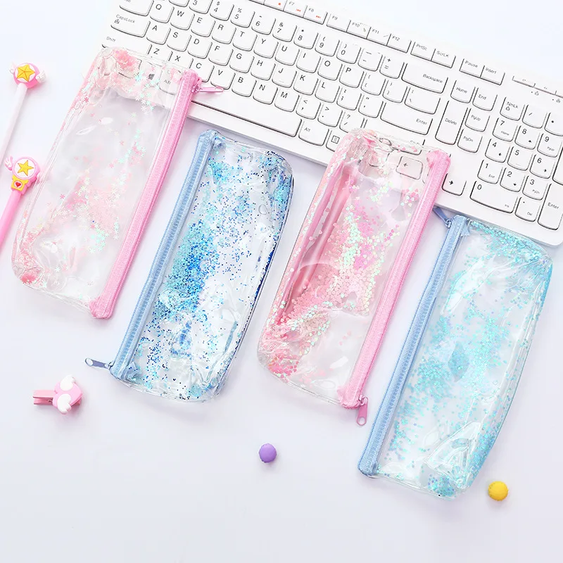 

AAGU 1PC Shinning Transparent Pencil Bags For Girls Pencil Case School Cute Pencil Pouch Stationery Case Pen Cases Makeup Pack