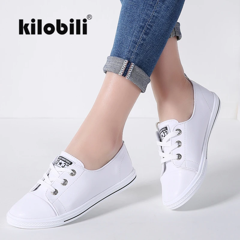 Женские лоферы на плоской подошве kilobili белые кожаные шнурках весну 2018|lace ballet