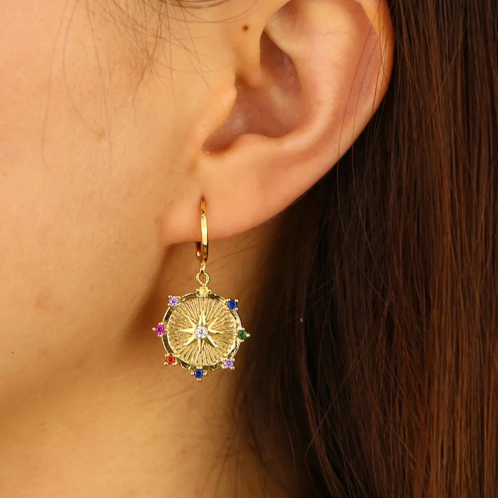 Серьги капельки с разноцветными радужными кристаллами starburst star Signet серьги