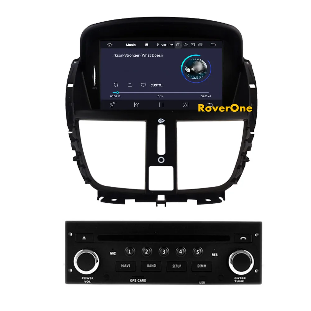 RoverOne Android 9,0 Восьмиядерный автомобильный Радио DVD gps для peugeot 207 207CC 207SW 4G+ 64G сенсорный экран мультимедийный плеер головное устройство