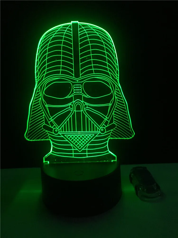 Мультфильм звезда черный воин Дарт Вейдер 3D лампа светодиодный USB Ночная Атмосфера свет многоцветный сенсорный пульт дистанционного освещения пеленальный столик
