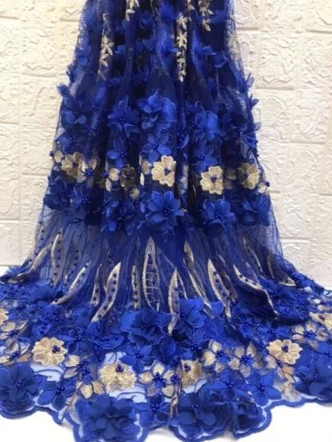 Новые африканские 3D цветы с BeadedTulle кружевная ткань оптом высокое качество