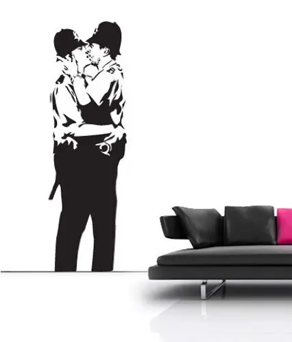Большой BANKSY на стену виниловые наклейки в виде Стикеры наклейка поцелуи котлы