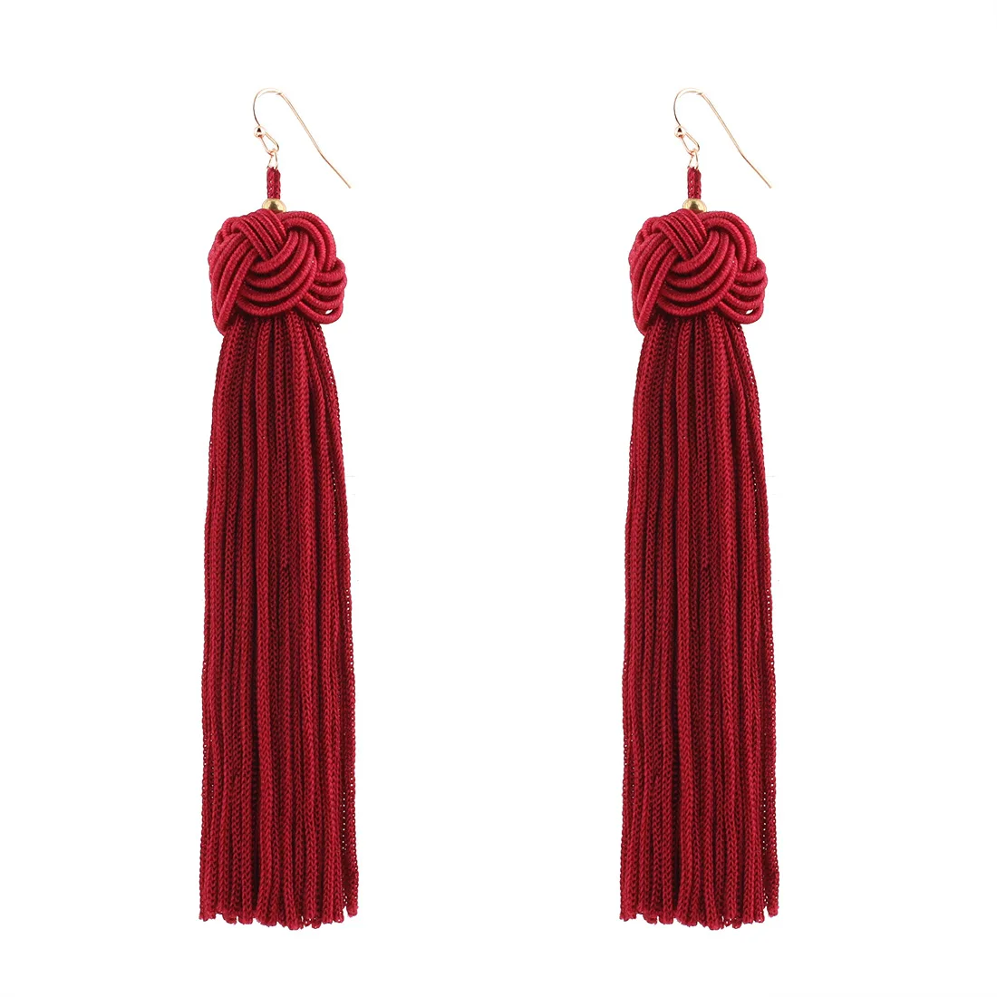 PAPAPRESS 1pair Knot Long Tassel Earring Bohemian Love Festival Statement for Women 5 Color Jewelry Accessories A008 | Украшения и