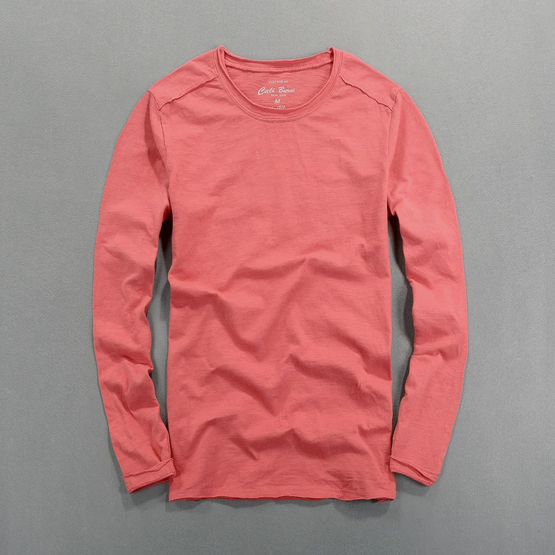 Мужская футболка с длинным рукавом и круглым вырезом 6 цветов