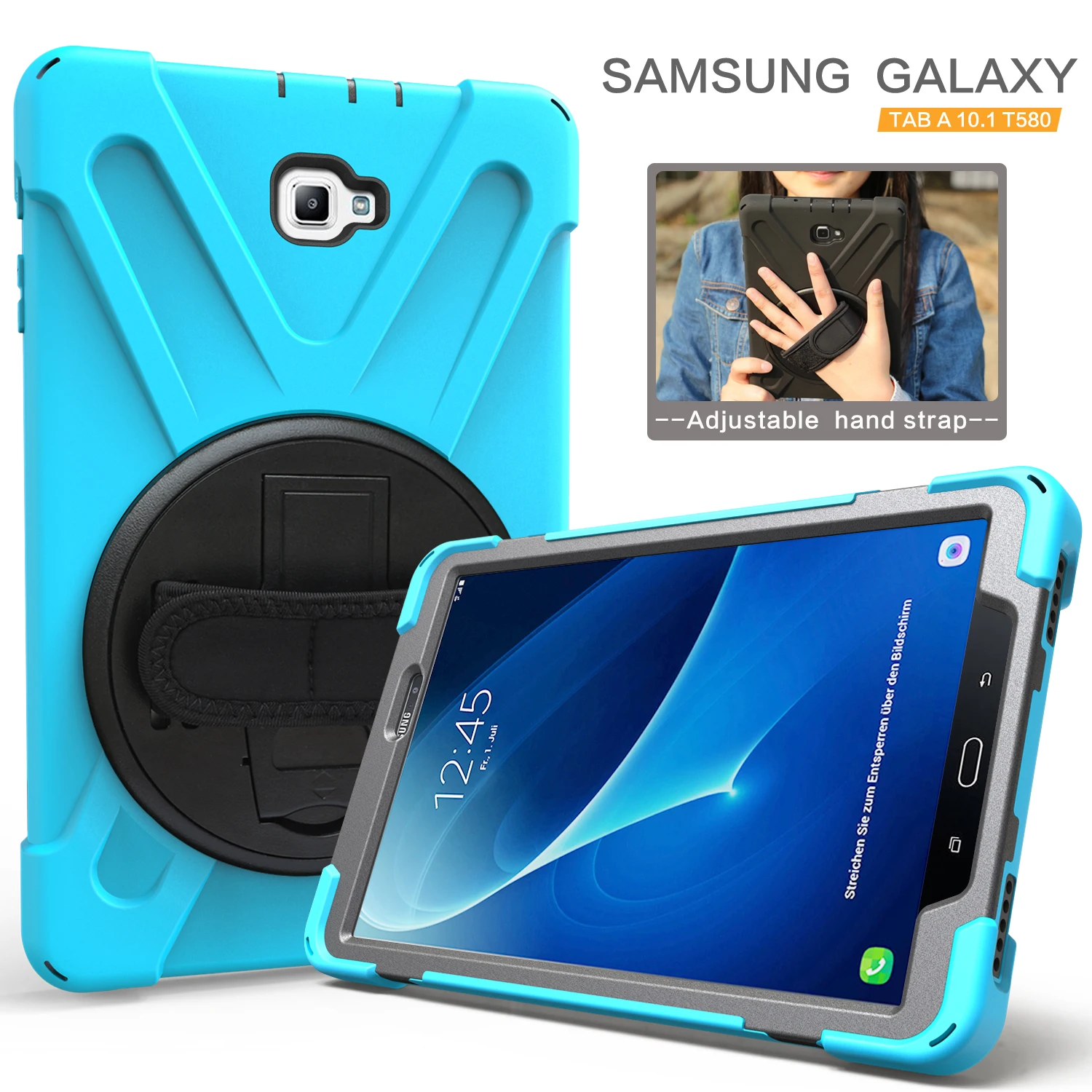 Бронированный чехол для samsung Galaxy Tab A A6 10,1 SM-T580 T585 с ремешком на руку вращающийся на 360 чехол-подставка для samsung T580 T585 чехол
