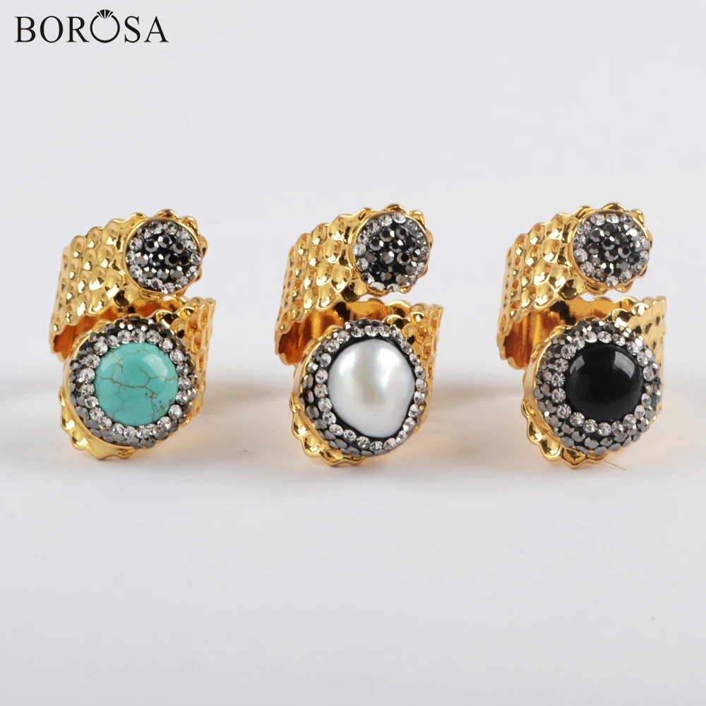 BOROSA 5 шт. новый золотой цвет двойной круглый горный хрусталь выложенный жемчуг