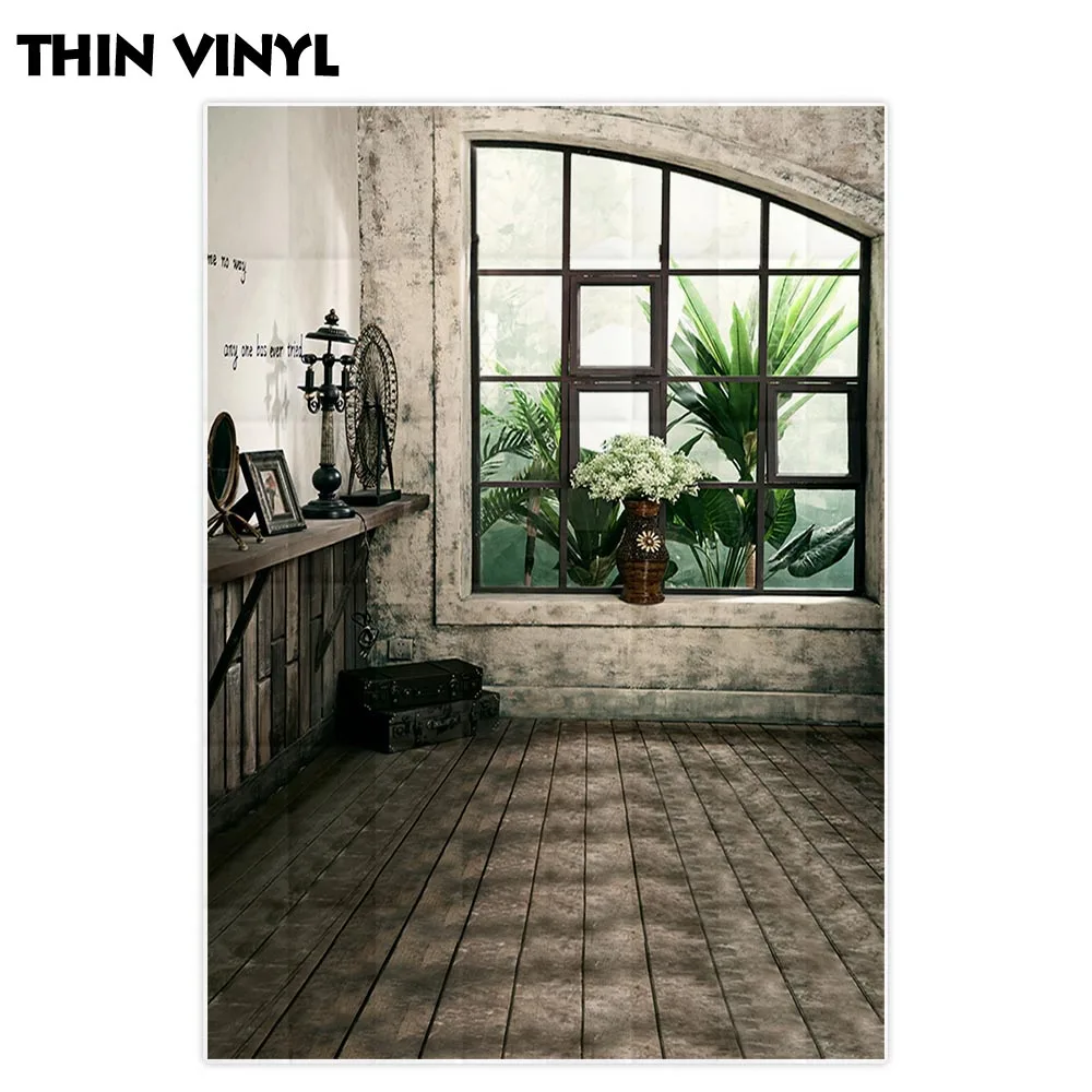 Фон для фотосъемки Allenjoy винтажный фон с окном цветком деревянным полом весенний