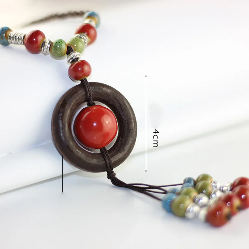 12 шт./лот длинное ожерелье плетеная веревочная цепочка чокер керамические