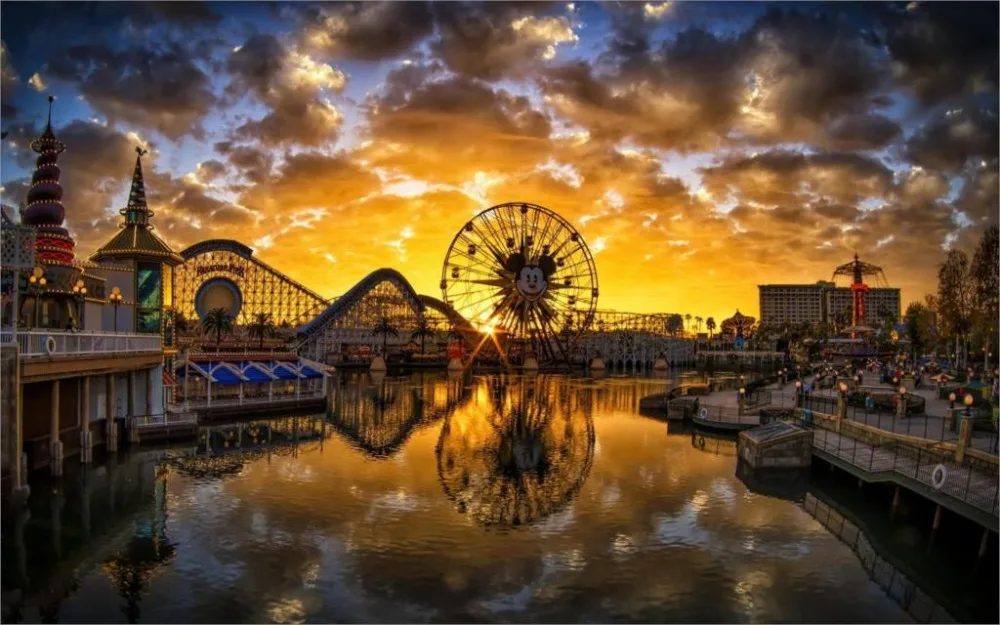 

24X36 INCH / ART SILK POSTER / Paradise pier sunset california