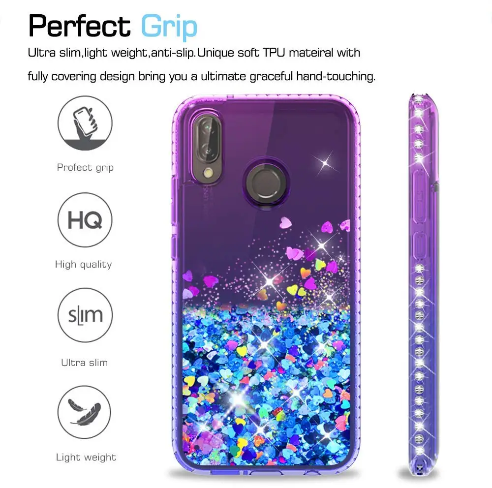 Luxury Bling Diamond Glitter Case For Huawei P20 Lite Coque Nova 3e Liquid Quicksand Floating Sparkle Flowing Cover | Мобильные